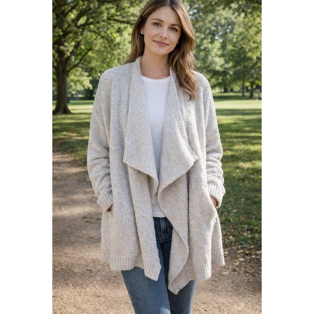 UGG Size Small Phoebe Wrap Cardigan Cozy Soft Knit Draped Shawl Sweater Beige